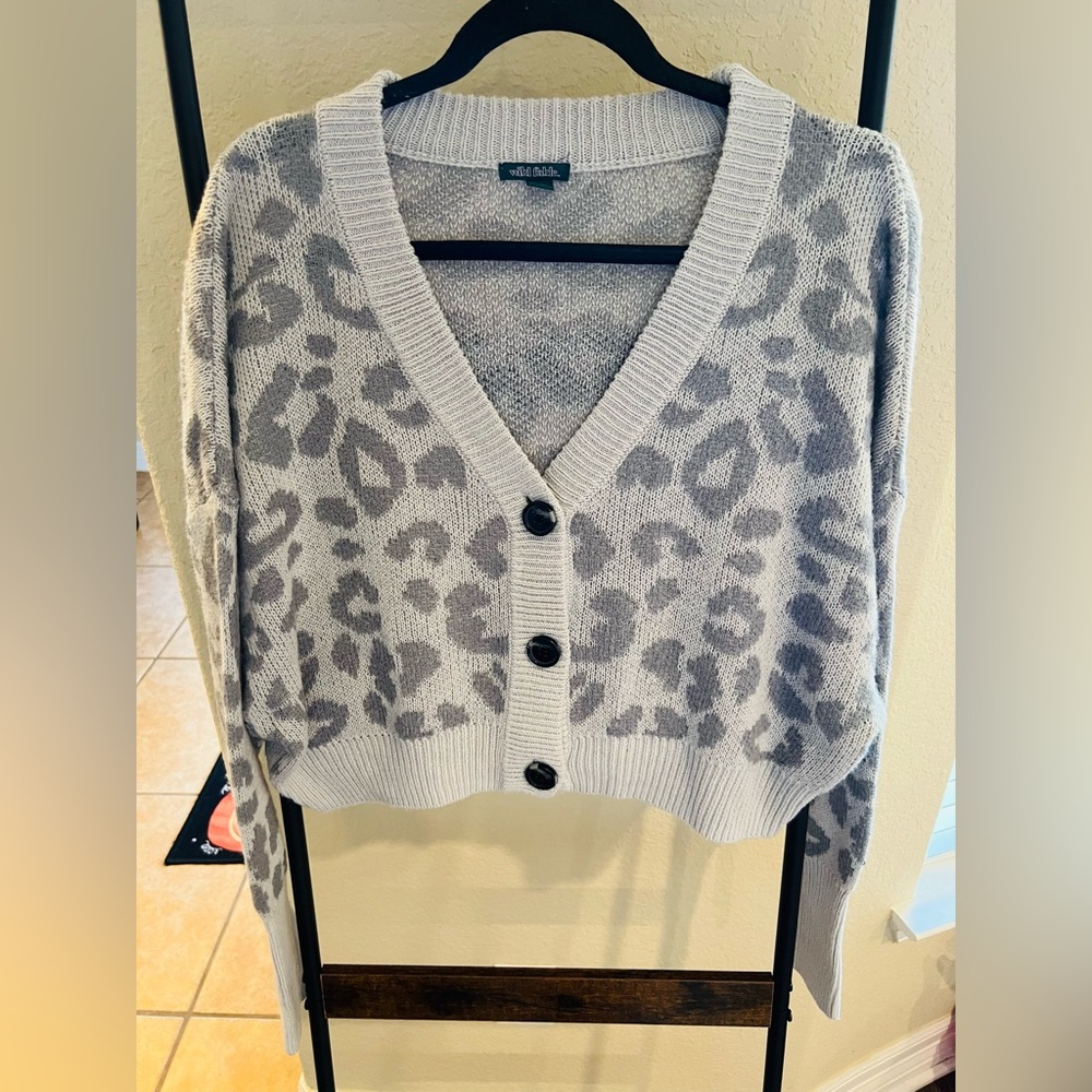 Wild Fable Leopard Cropped Button Up Cardigan